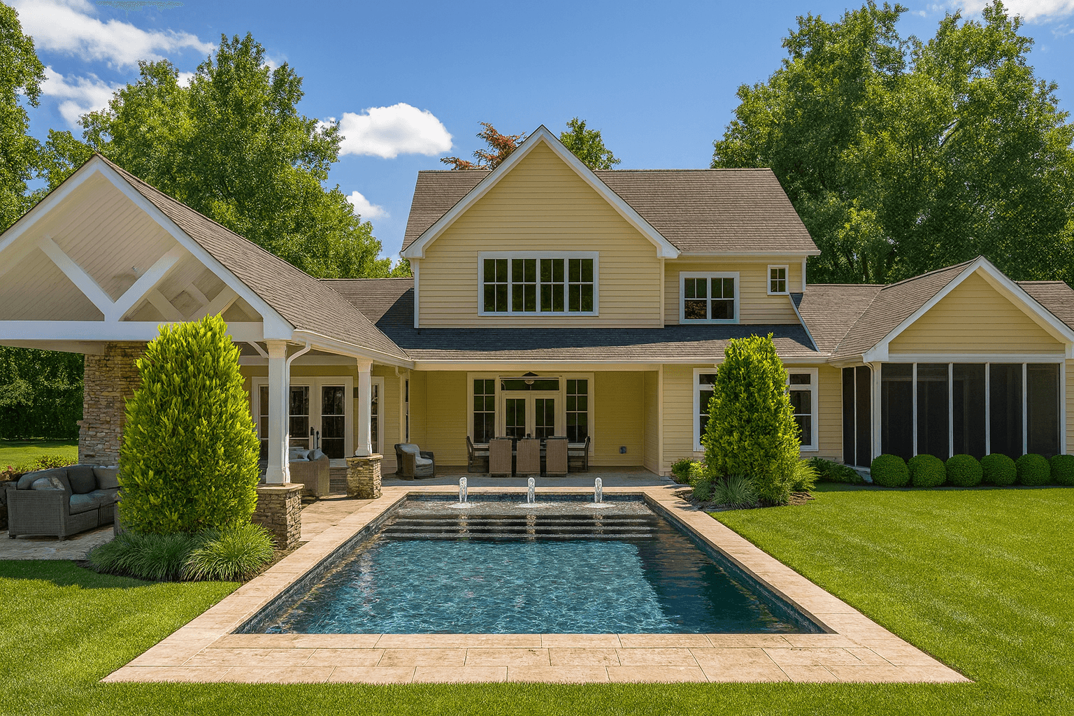 Family Pool with Fire Feature