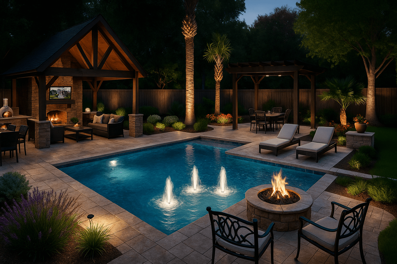 Natural Stone Waterfall Pool